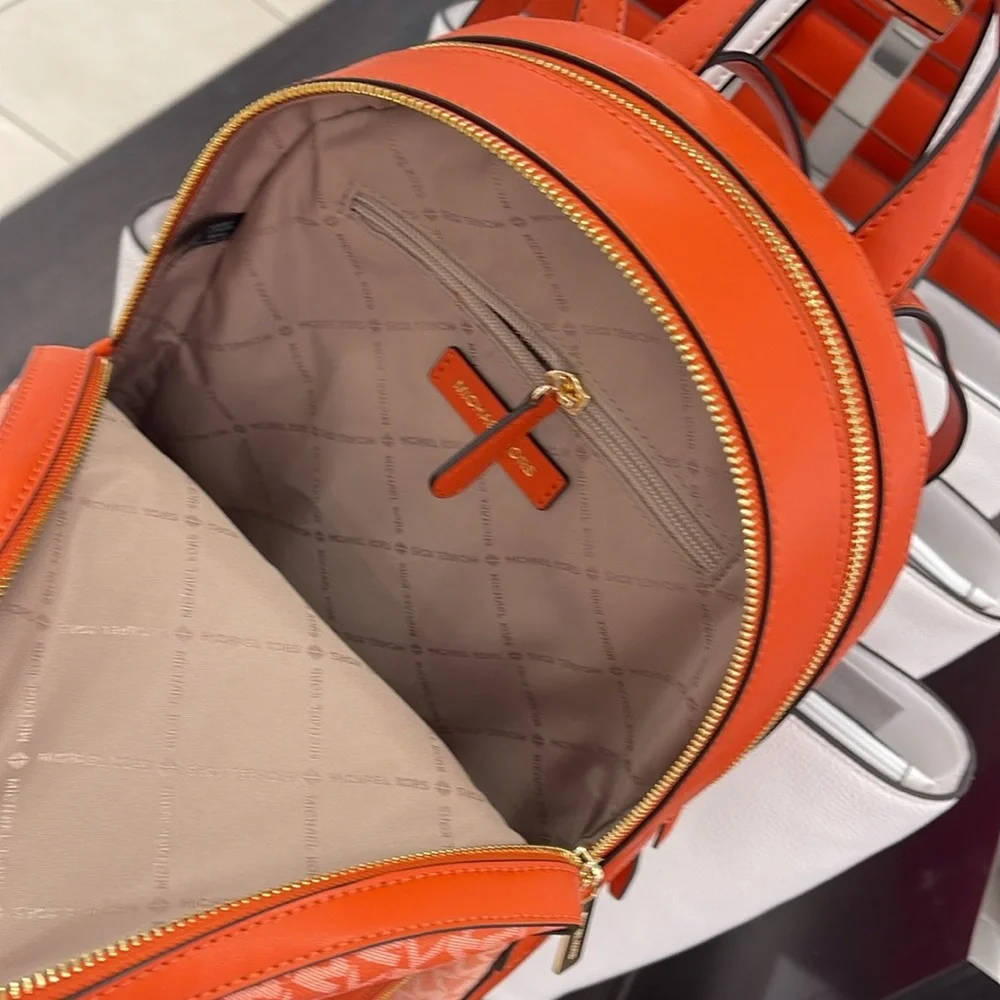 Michael Kors Jaycee Medium Ombré Signature Logo Backpack Red Clay NWT